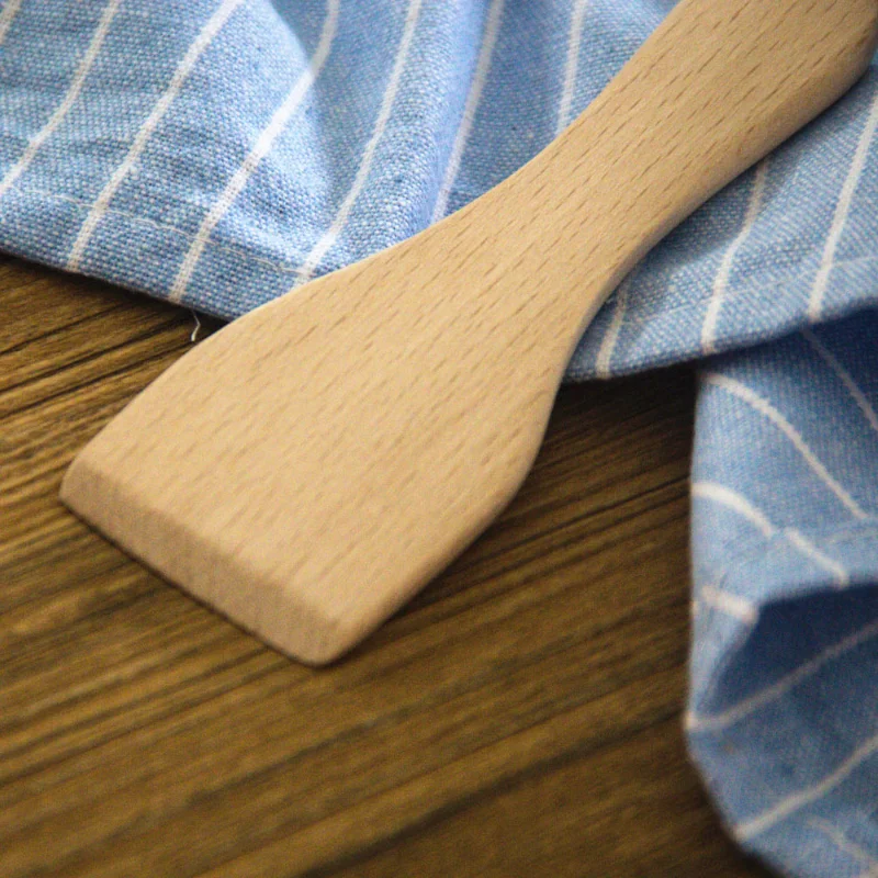 1/4PCS Small Beech Butter Spatulas Non-stick Wooden Turner Cooking Shovel Kitchen Gadgets Utensils Home Camping Restaurant stainless steel food tongs pancake spatula