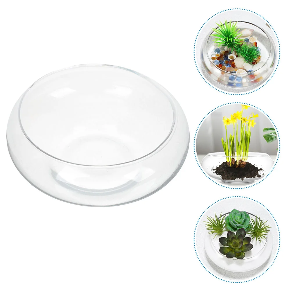 Wide Mouth Glass Vase Flower Pot Hydroponic Planter Desktop Flowerpot Round Aquarium Bowl Succulent Planter Bonsai 5