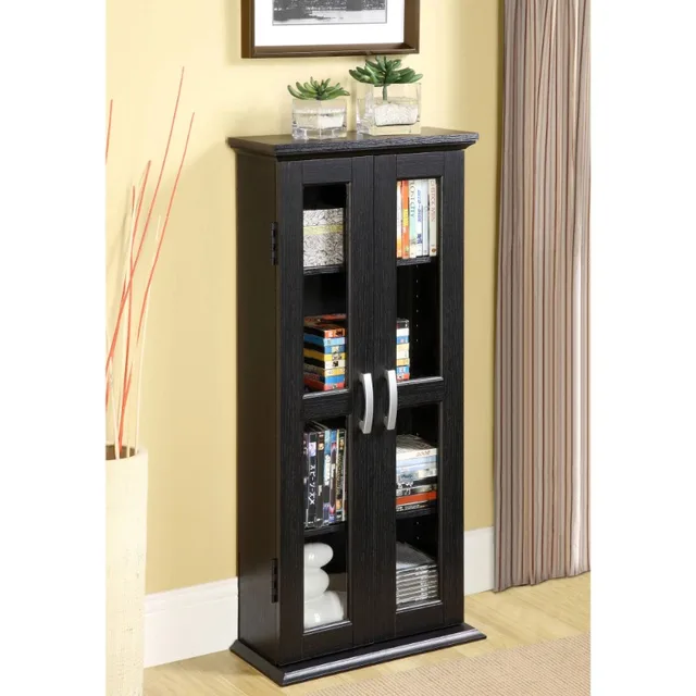 Introducing the Walker Edison CD, DVD, Blu-Ray Black Media Tower Storage Cabinet