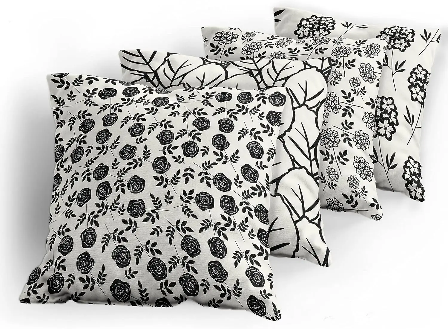 

Plant Throw Pillow Cushion Cover Forest Flower Retro Nostalgic Pattern Printing White and Gray Pillow Covers Decorative