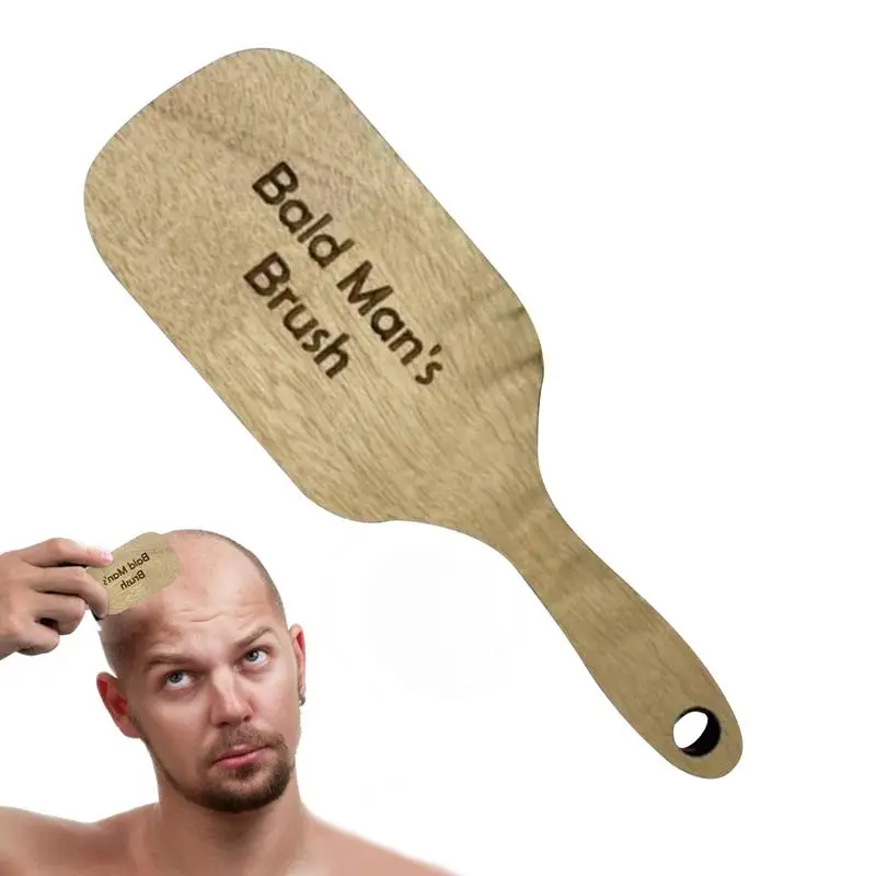 

Bald Man Comb Wooden Hairless Combing Brush Anti-static Hair dress Styling Tools Toothless Comb Wooden No Bristle Hair Brush Gif