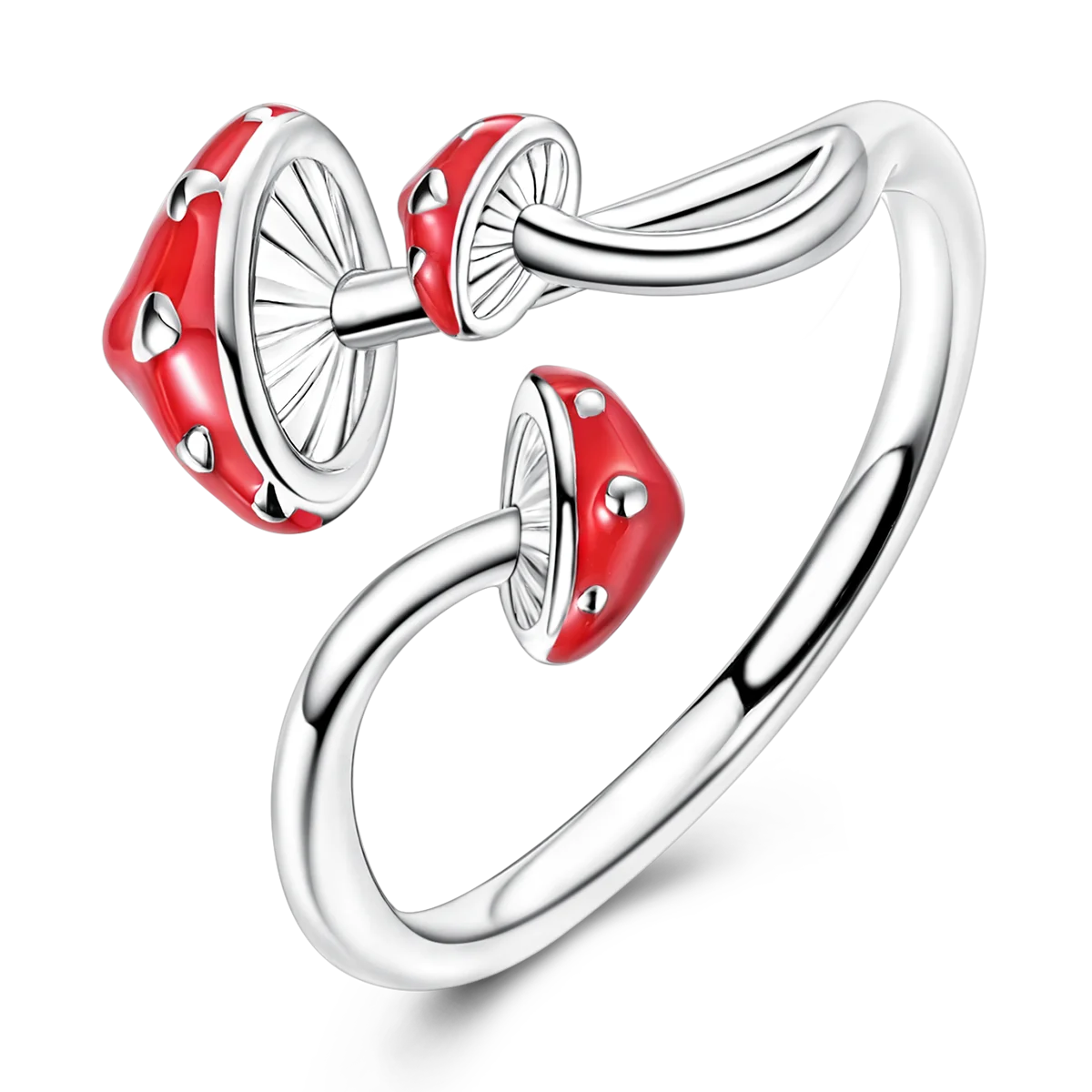 Original 925er Silberring für Damen, Pilz, offener Ring, Mode, Party, Hochzeit, Schmuck