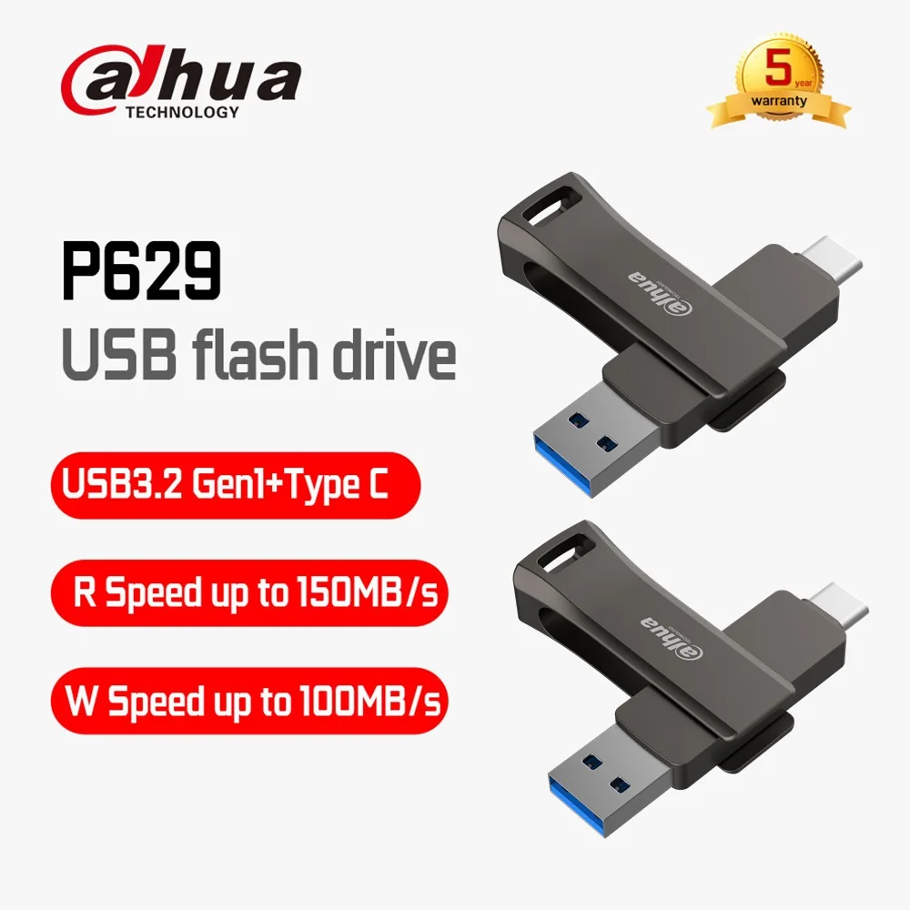 Dahua P629 USB Flash Drive 32GB 64GB 128GB 256GB USB3.2 Gen1 Type C OTG