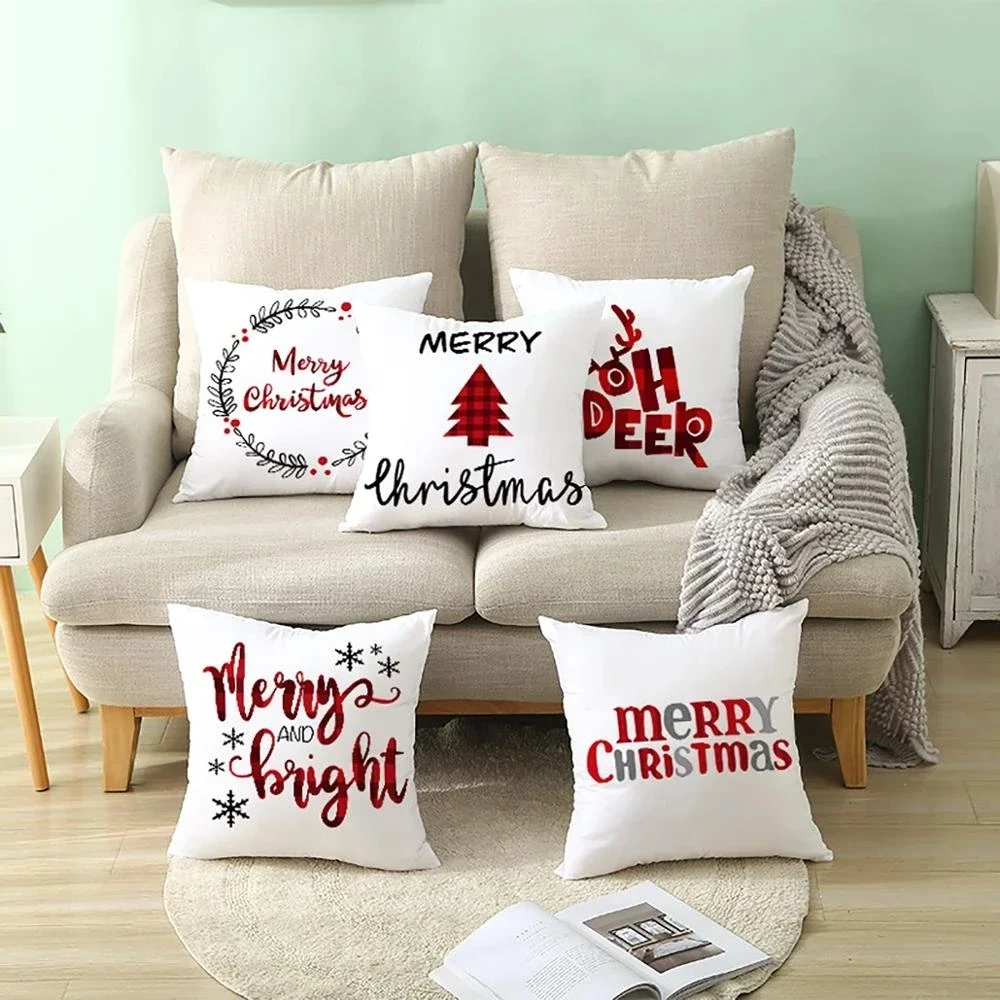 

45cm Christmas Cushion Cover Navidad Merry Christmas Decorations For Home 2021 Xmas Noel Cristmas Ornaments New Year Gifts 2022