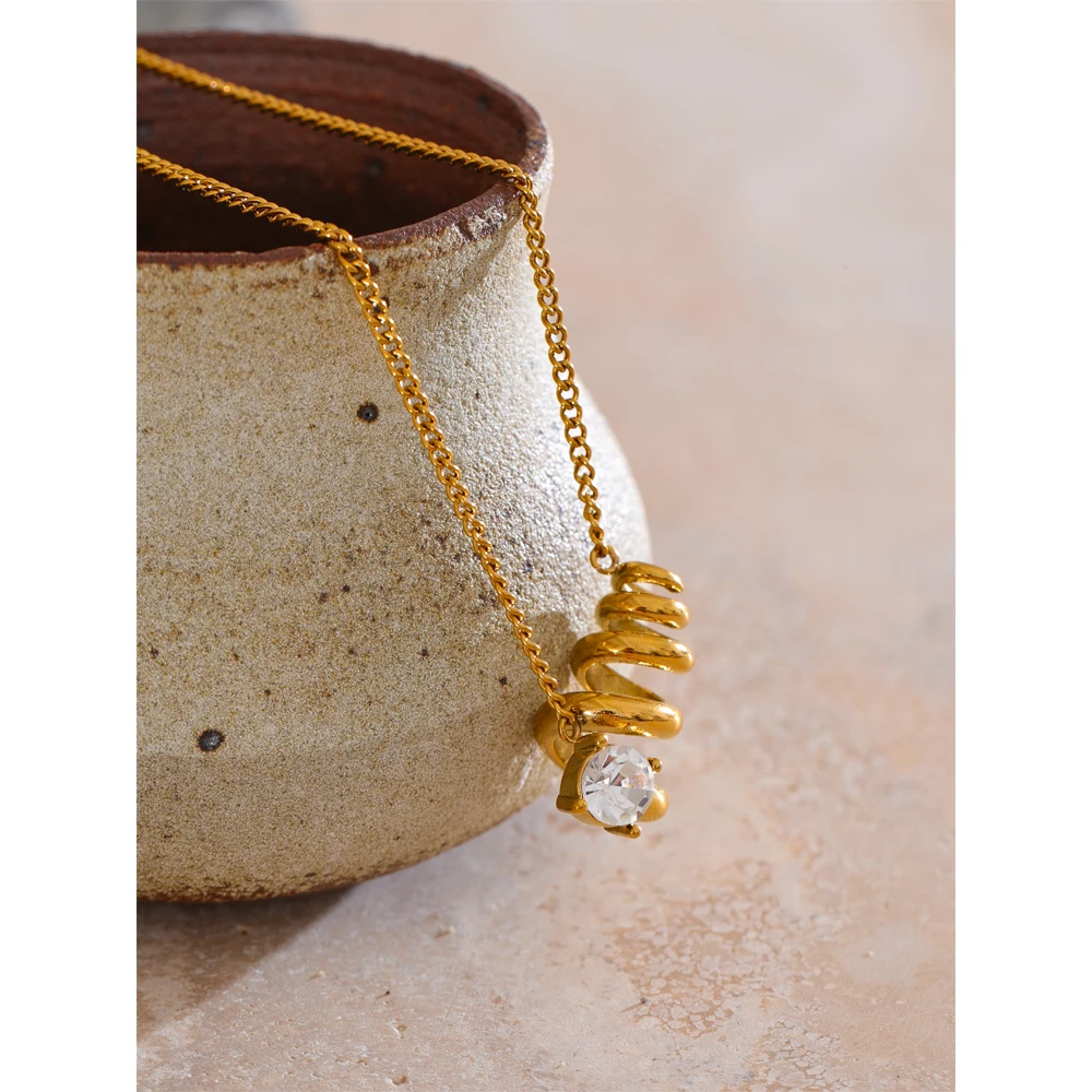 Yhpup Jewelry Geometric Pendant Hypoallergenic Stainless Steel Golden