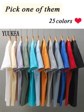  YUUKEA Casual O Neck Short Sleeve T-shirt Men Loose Cotton High Street Solid Tees Male Summer Simple Base All-match Black Tops 