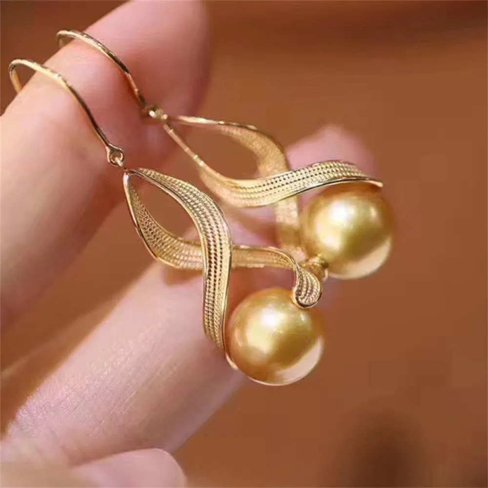 

DIY Pearl Earnail Accessories S925 Sterling Silver Jewelry Gold Earhook Female Empty Holder Fit 8-12mm Beads