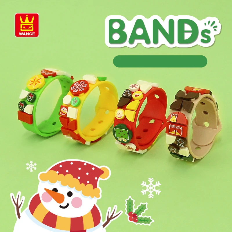 

WANGE Building Blocks Bracelet Toys Cartoon Christmas Silicone Wristband DIY Dots Brick Bracelet Gift for Children Girls Boys