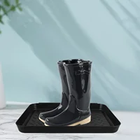 3pcs Shoe Tray Waterproof Nonslip Multipurpose Black Low Profile Thin Drip Tray Outdoor Mat Plastic Boot Large Trays 2