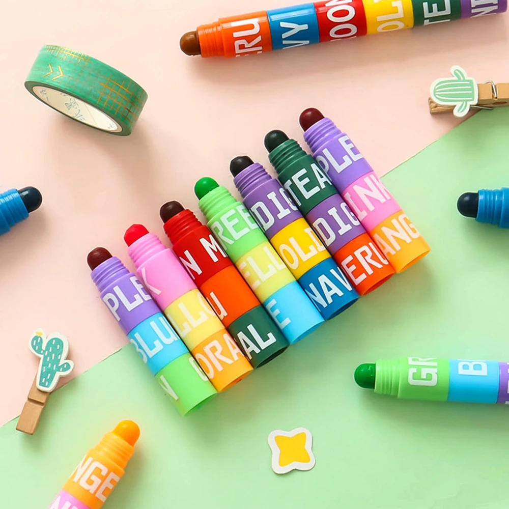 Color Highlighter Detachable Splicing Creative Cute Pens Retro Graffiti Marking Pen for Kids Students School Stationery Supplies highlighter marker,highlighter pen,marker pen,art marker