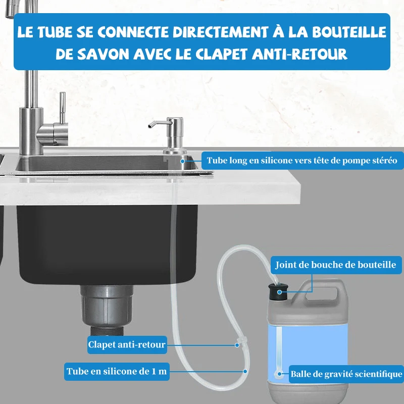 Liquid Soap Dispenser Pump, aço inoxidável, Kitchen Sink Mount, Pressão da mão, 500ml