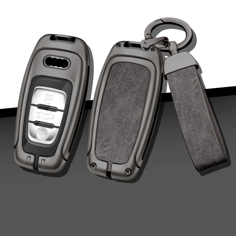 Premium Leather Car Key Case Cover with Metal Accents