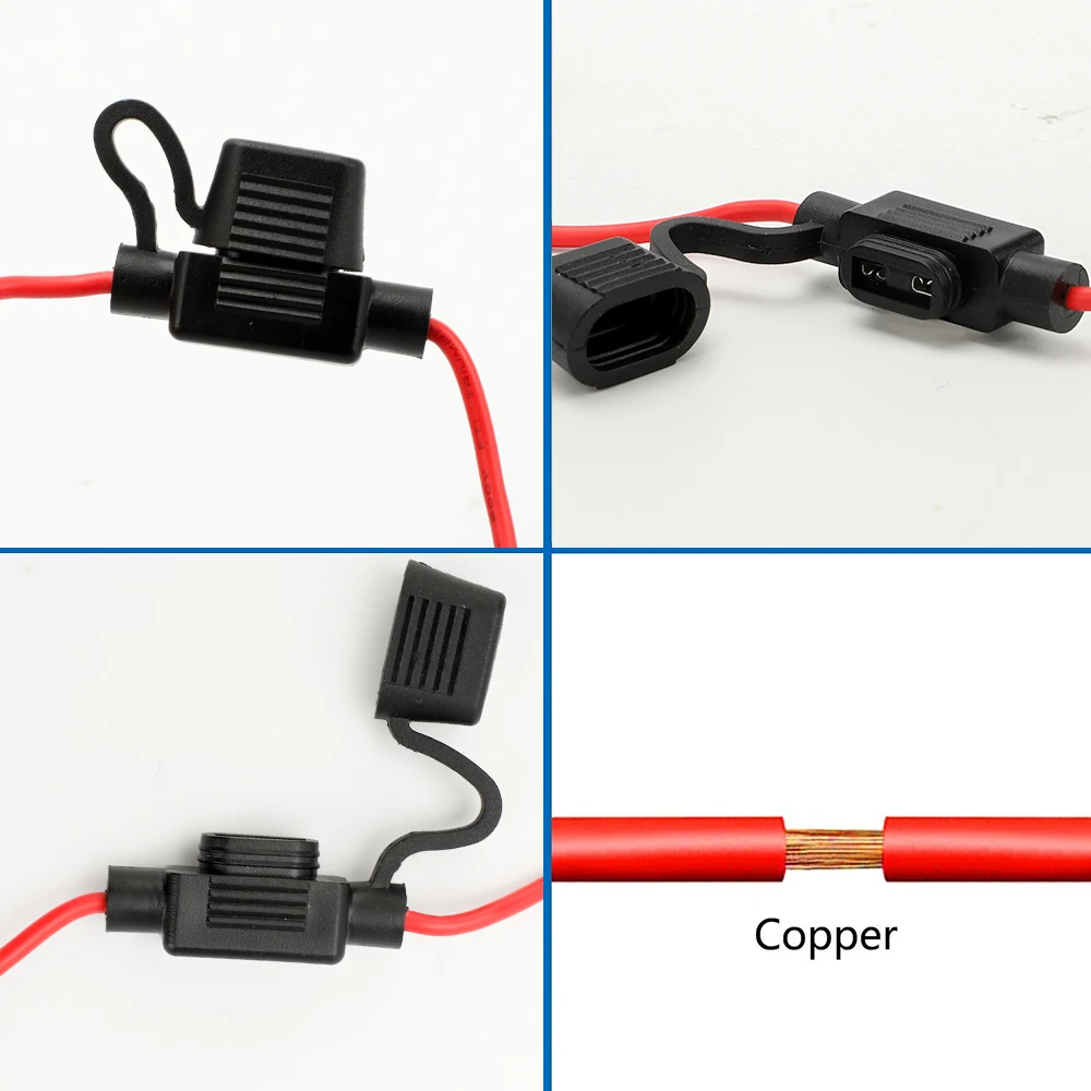 2Pcs/set Car Fuse Holder Mini Blade Adapter Splash-proof Box for 12V 10A in Line Cutoff Switch Socket Damp Proof Fuse Socket