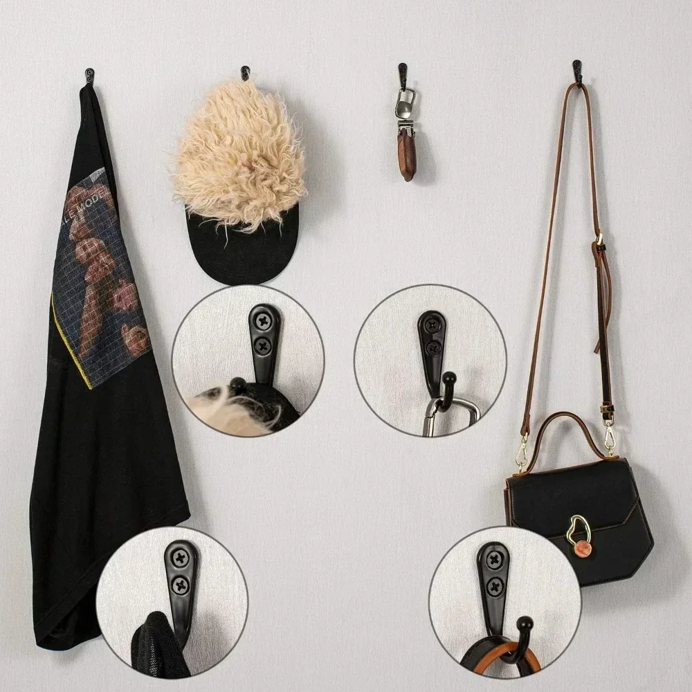 Wall Hangers 10Set Alloy Hooks Screws For Coat Towel Bags Caps Kitchen Bathroom Storage