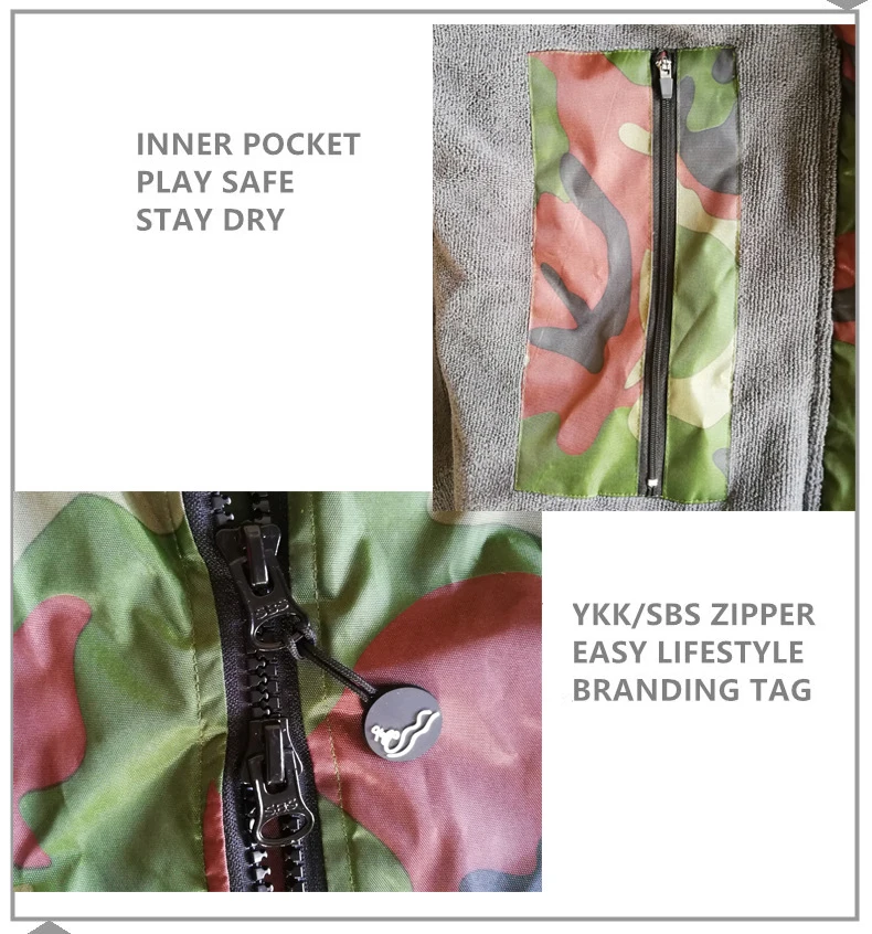 Surf Drying Robe Waterproof Coat For Man Woman Dive Swim Camouflage Changing Robe Unisex Windproof Surfing Ponchos