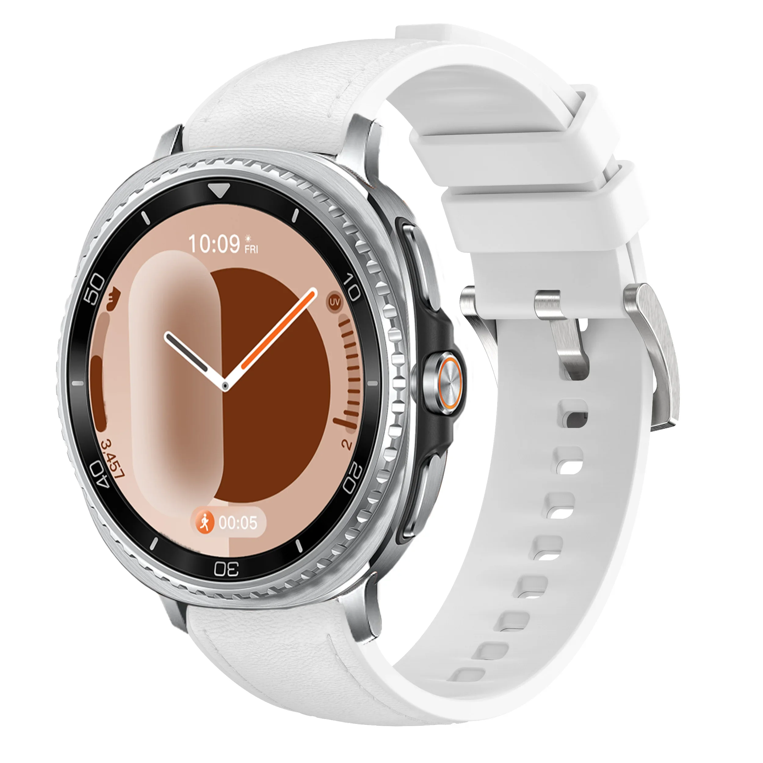 Premium Silicone & Leather Sports Strap - Black