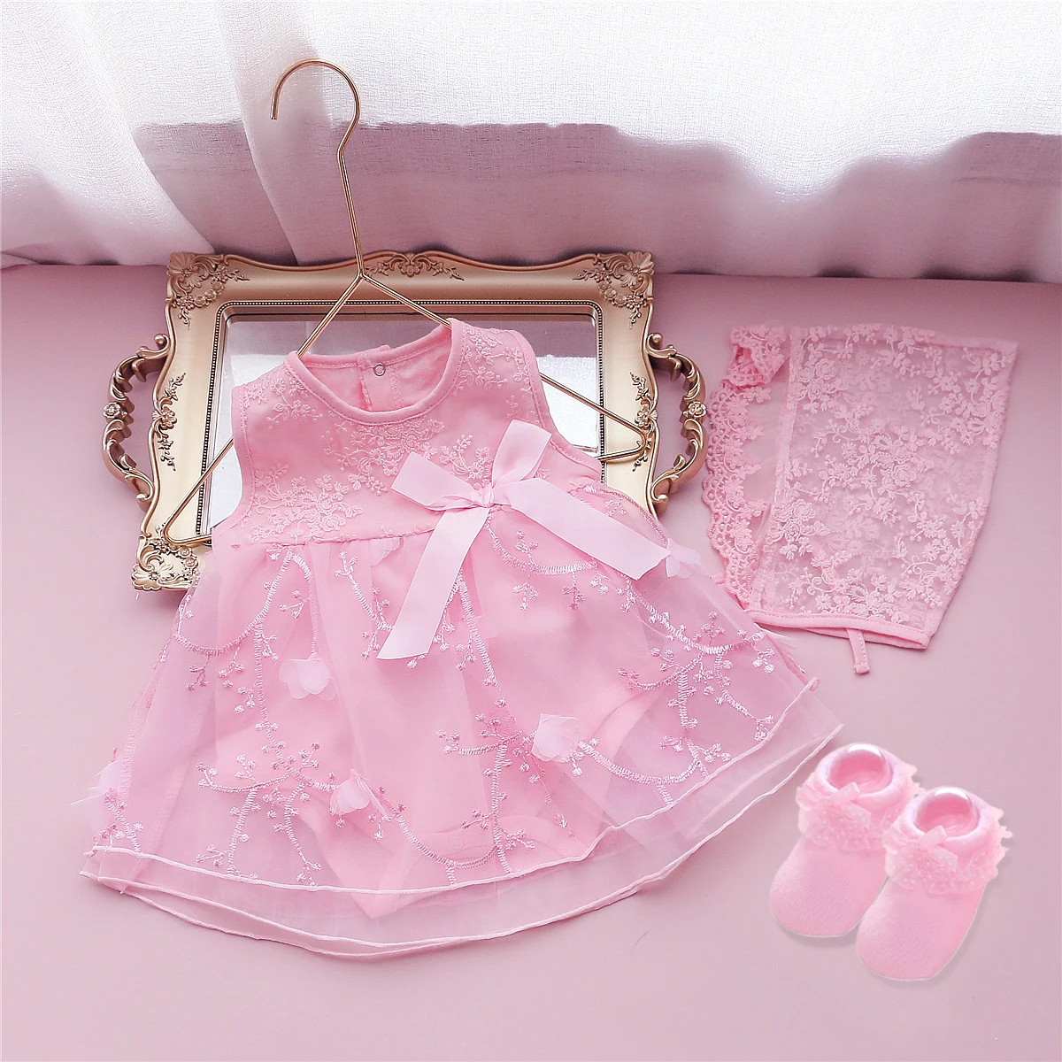 Baby Girl Christening Dress Newborn Pink White Clothes Classic Infant  Baptism Wedding Tulle Dress for Spring Summer 0 3 6 Months - AliExpress 1501