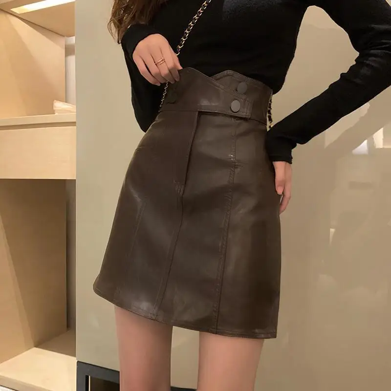 Jupes en Faux cuir pour femmes, Mini jupe courte taille haute élastique,  pour le travail, boîte de nuit, mode élégante, G487 | AliExpress