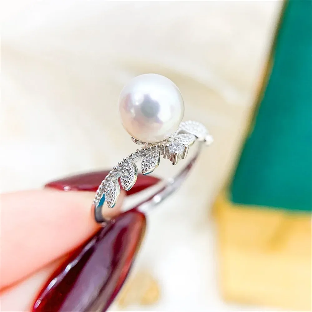 

Жемчужные аксессуары «сделай сам», кольцо из стерлингового серебра 925 пробы, пустая поддержка, модная версия кольца, серебряная поддержка, подходит для круглых бусин 6-8 мм