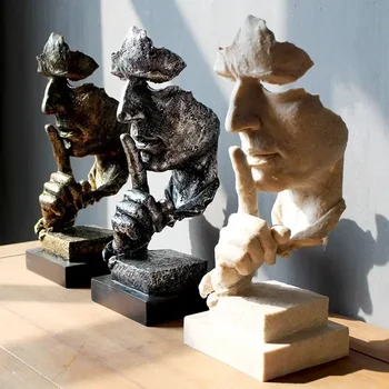 Statue Abstraite en Résine, Sculpture Miniature, Visage Rick d'Auckland, Artisanat d'Art Nordique, Décoration de Maison et de Bureau 1