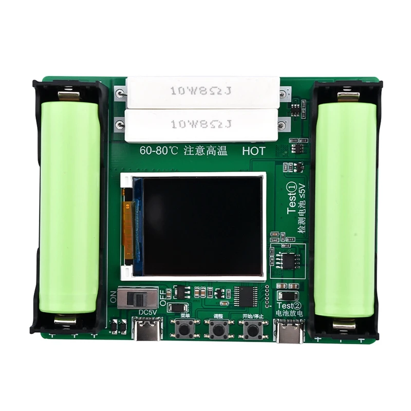 Type-C 18650 Lithium Battery Capacity Internal Resistance Tester Module MAh MWh Digital Battery Power Detector Module Tester