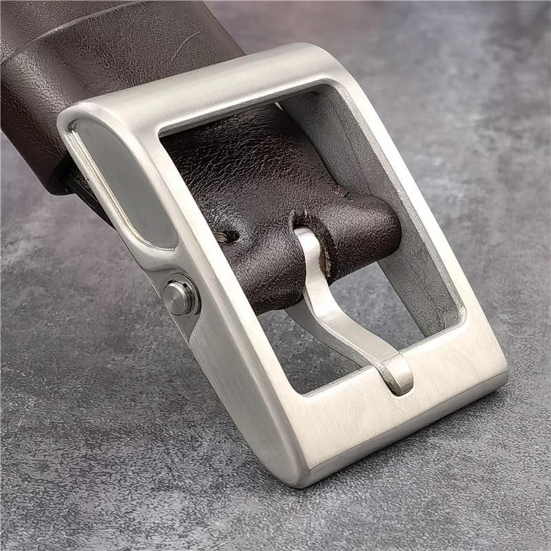 Luxus Solide Edelstahl Gürtel Schnalle Echtes Leder Gürtel Männer Ceinture Männer Taille Gürtel Dicken Leder Gürtel Für Mann SBT0023 – Detail 8