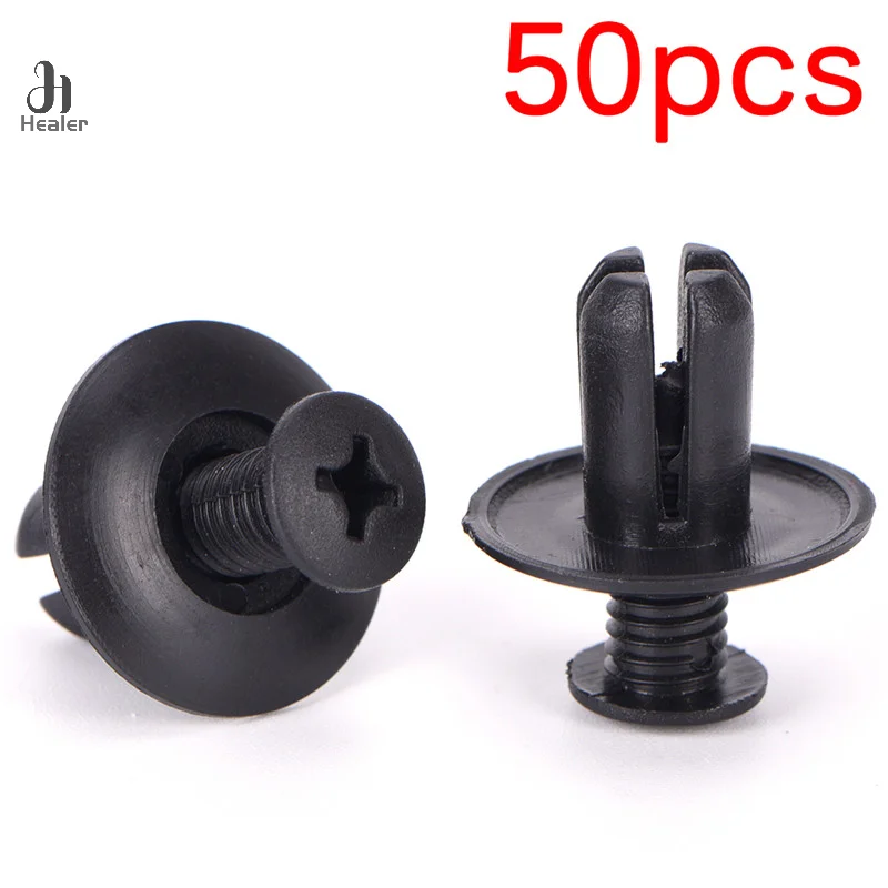 Auto Fasteners Rivets Clips 50pcs 6/8mm Car Bumper Door Panel Fender Liner Clips Retainer Plastic Auto Fasteners Rivets Screw