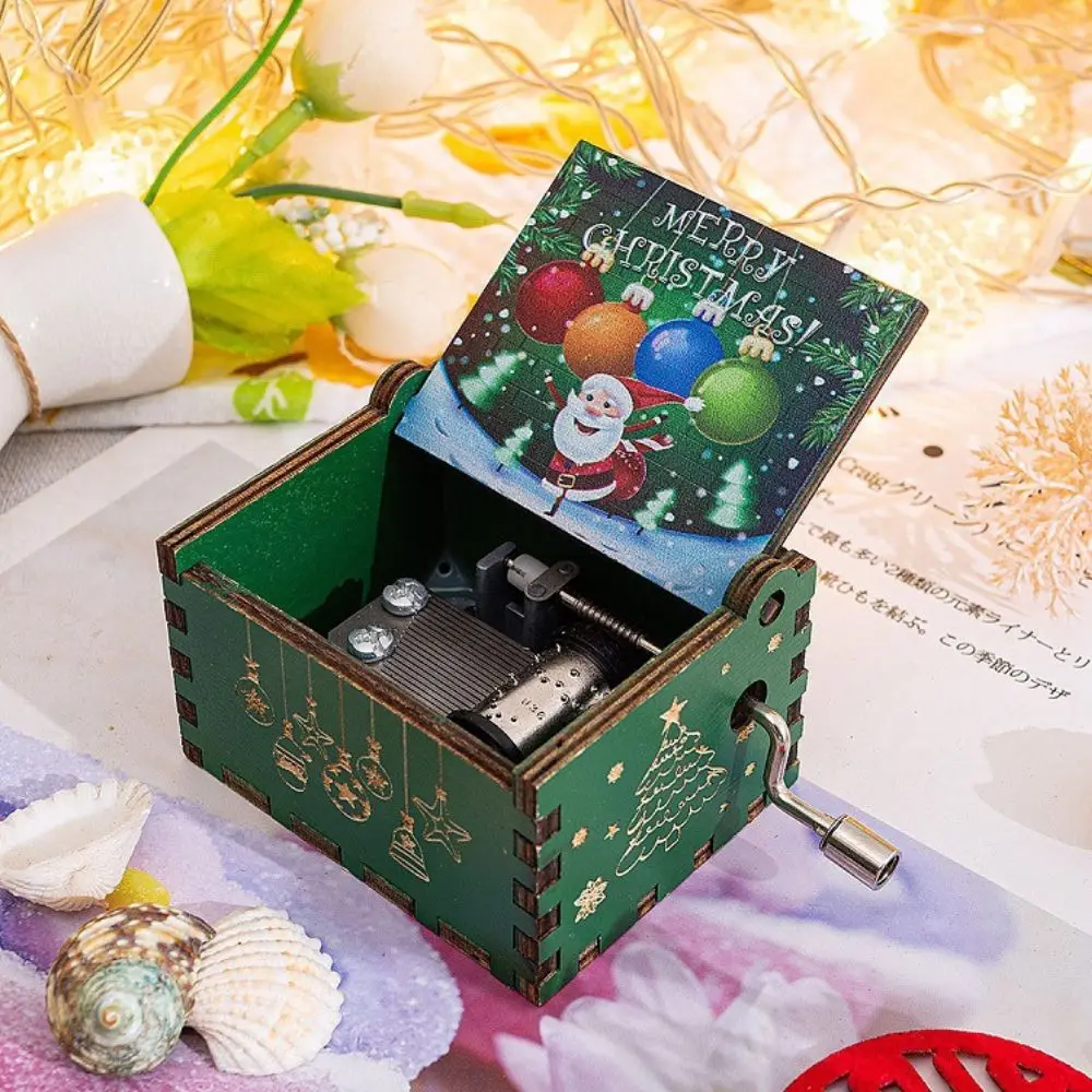 Merry Christmas Halloween Music Box Anime Theme Wooden Hand Cranked Musical Box Children New Year Birthday Gift 5