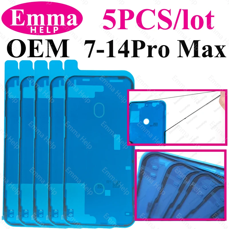 Waterproof Stickers Display Adhesive Sticker Screen Frame Glue Double Side Adhesive Tape Phone Adhesive Tape Phone Adhesive Stickers Waterproof Seal Stickers Phone Back Adhesive Tape 5pcs OEM for iPhone 11 12 13 Pro Max X XR XS 7 8Plus Pre-Cut Glue LCD Frame Screen Tape Bezel Seal