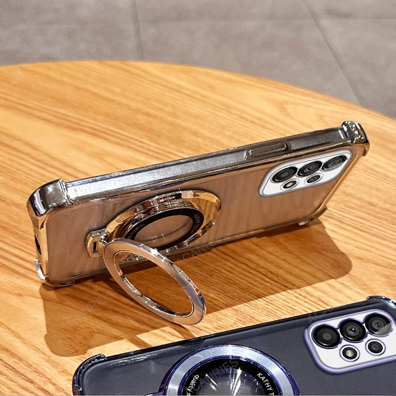 Magnetic Wireless Charging Stand with Four-Corner Anti-Shock Plating Case
