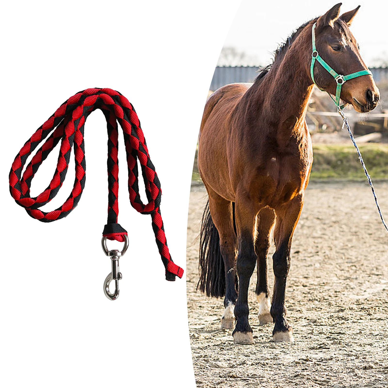 Braided Equestrian Lead Rope Horse Leash Strong Durable Horse Leash for Horse Pony Dog Donkey Cow Goat 2/2.5/3/3.5/4m 2