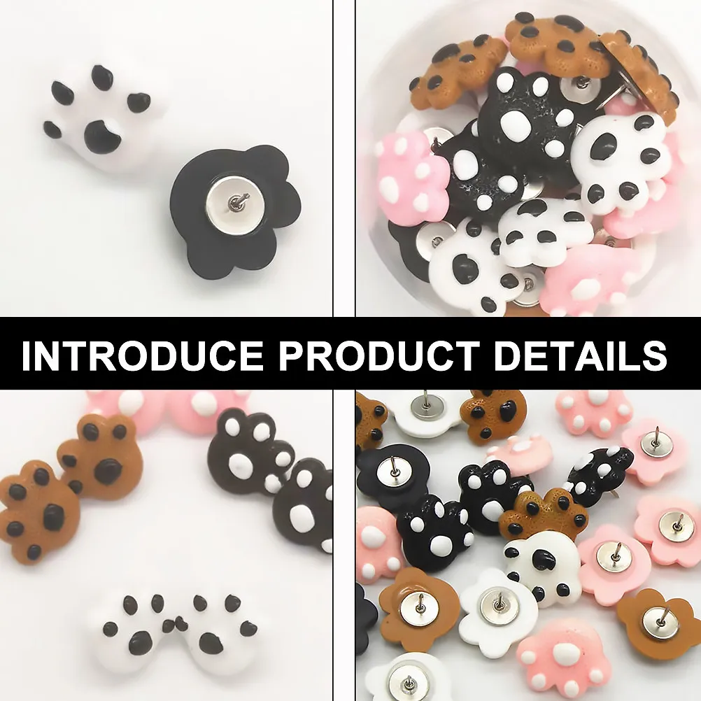 25Pcs 곰 발톱 푸시핀 수지 금속 압정 홈 오피스 게시판에 실용적 노트 포스터 곰 발톱 푸시핀