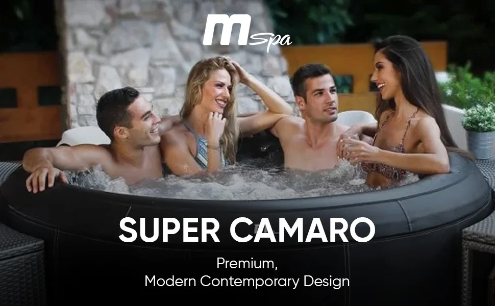 M Spa Premium Super Camaro 138 Jet 6 Person Outdoor Bubble Hot Tub Spa, Black_Artboard1