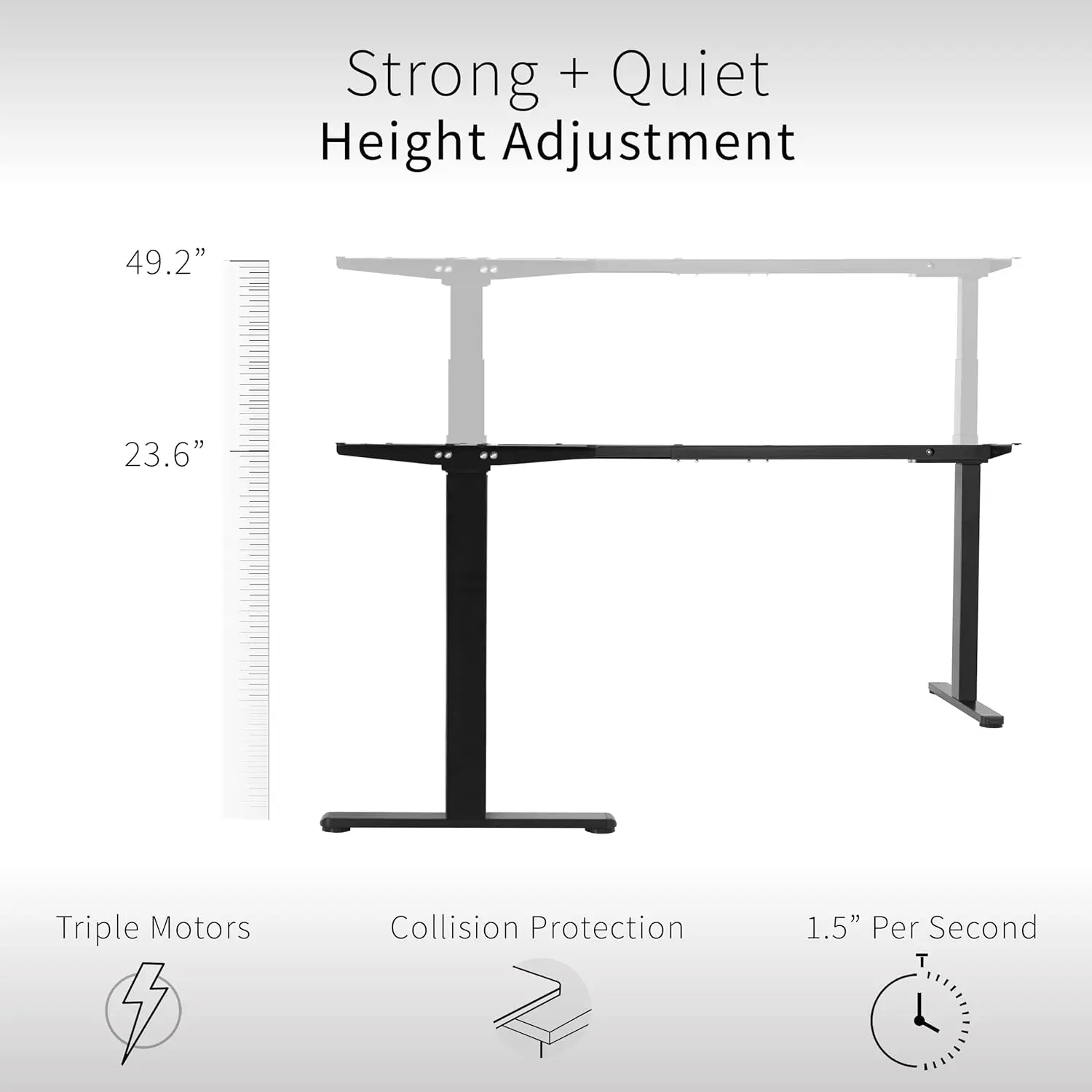 Electric Triple Motor Height Adjustable 3 Leg Corner Desk Frame, up to 300lbs, Sit Stand Ergonomic L Shaped Frame Only, 3