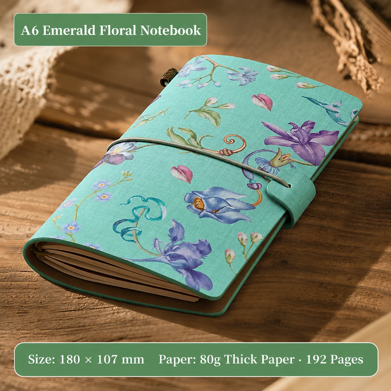 Eco-Friendly Floral Print Loose Leaf Journal with Thick Cloth PU Cover