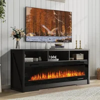 Fireplace TV Stand for TVs Up to 75" TV with 60" Electric Fireplace,Center with Open Shelve Storage,65 inch TV Stand 1