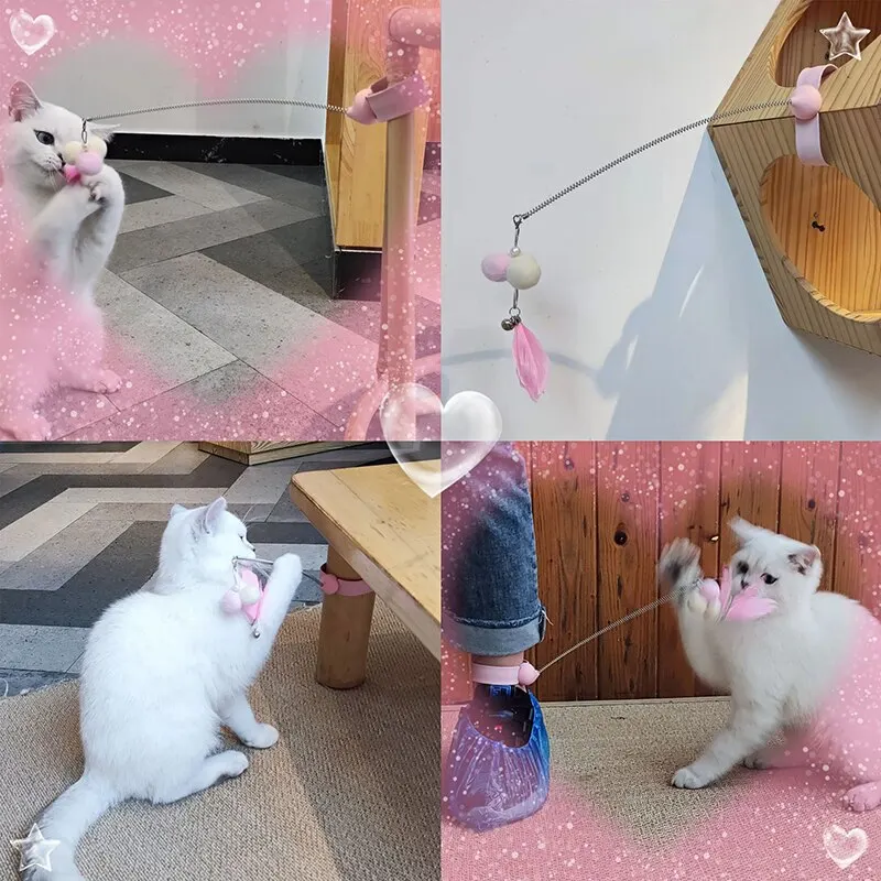 Cat Toy 1pc Quality Feather Material Pop Ring Type Multi Purpose Funny Cat Stick Interactive Play