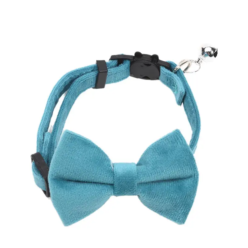 Pet Bowknot Collars Solid Color Adjustable Collars With Bell Cute Cat Collars Kitten Puppy Supplies Tool Pets Accessories