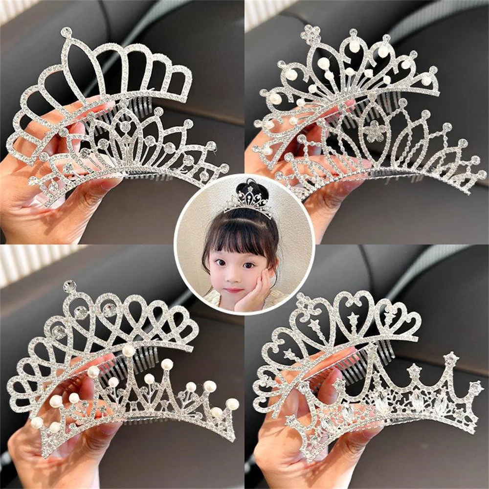 Crystal Crown Mini Crown For Girls Rhinestone Pearl Bridal Tiara With Hair  Comb Perfect Wedding Gift For Women And Children From Tieshome, $1.97