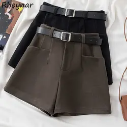 Wide Leg Shorts Women High Waist S-3XL A-line Temper Elegant Ladies Trouser European Streetwear All-match Шорты Женский Winter