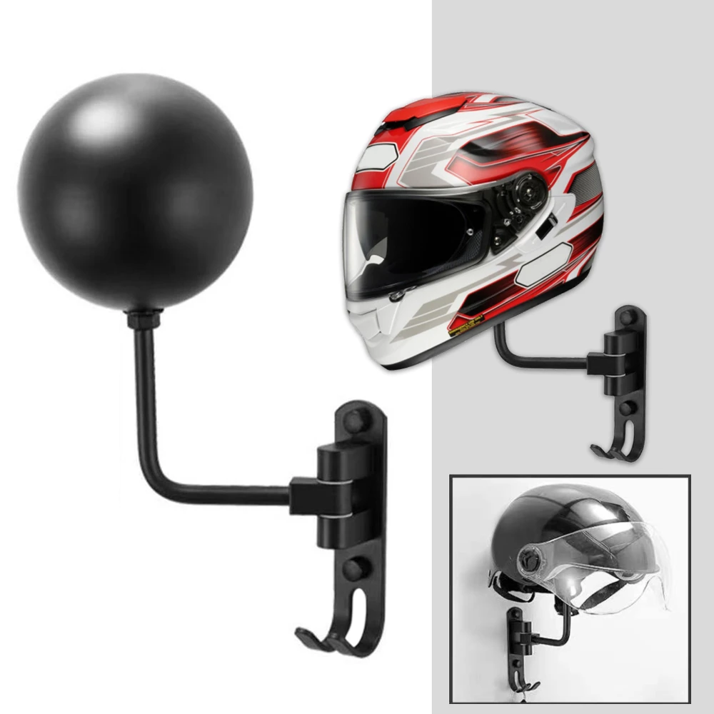 Soporte dorado para casco de motocicleta de 180°, paquete de 2 soportes de  metal de rotación para casco de pared, soporte para casco de bicicleta con