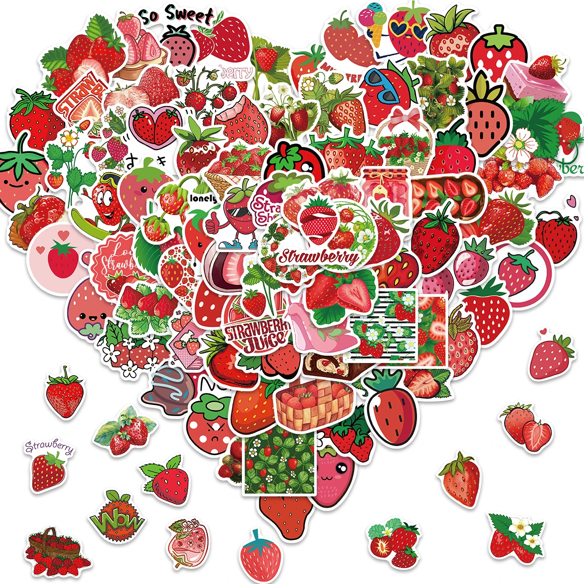 

50/100pcs Cartoon Strawberry Cute Sweet Sticker Graffiti For Child Skateboard Waterproof Luggage Laptop PVC Car Stickers Decals