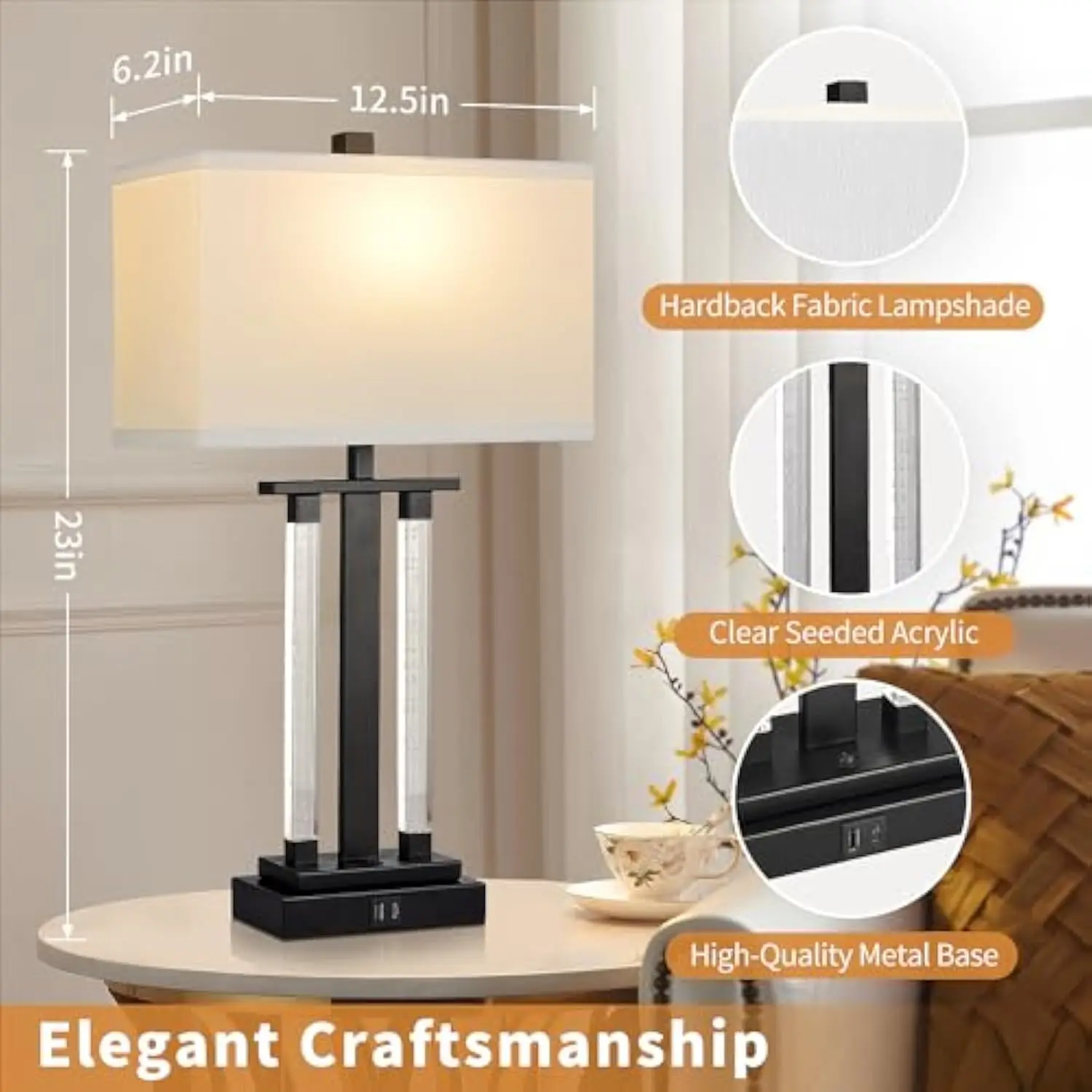 Modern Table Lamps Set of 2  3Way Lighting Modes Bedside Table Lamps for Bedroom  Nightstand Table Lamps With USB Charging Port 4
