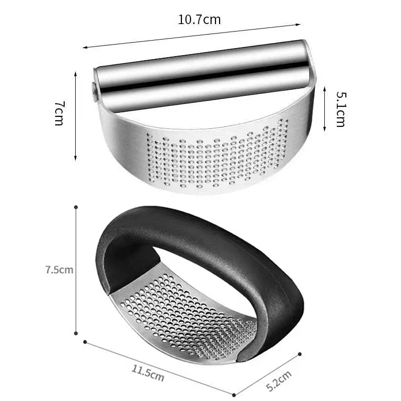 Multi-function Manual Garlic Press Curved Garlic Grinding Slicer Chopper Stainless Steel Garlic Presses Cooking Gadgets Tool