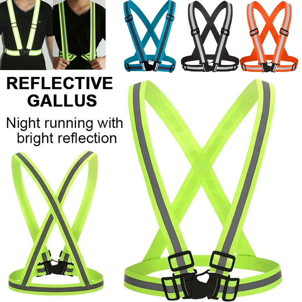 Highlight Reflective Straps Night Work Security Running Safety Adjustable Reflective Vest High Visibility Jacket high visibility vest reflective vest safety vest