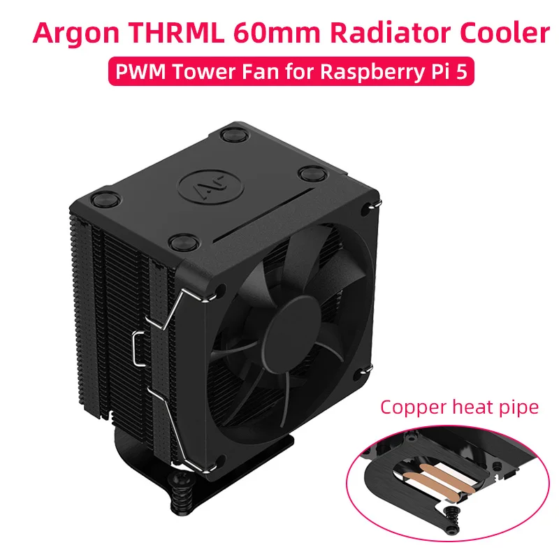 Raspberry pi Argon Radiator Cooler com Tubo de Calor de Cobre Resfriamento Ativo Passivo Torre de Gelo Ventilador Pwm para Rpi Pi5 Thrml 60 mm