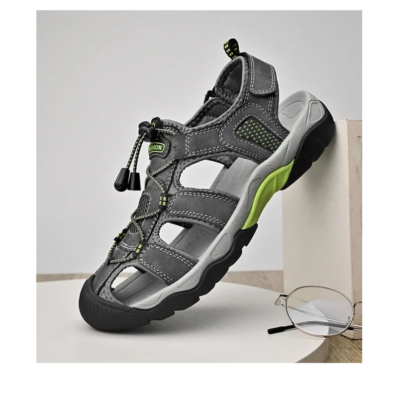 2023 Summer Leather Men's Sandals Outdoor Leisure Non-slip Men's Wading Shoes Light and Breathable Men's Beach Sandals