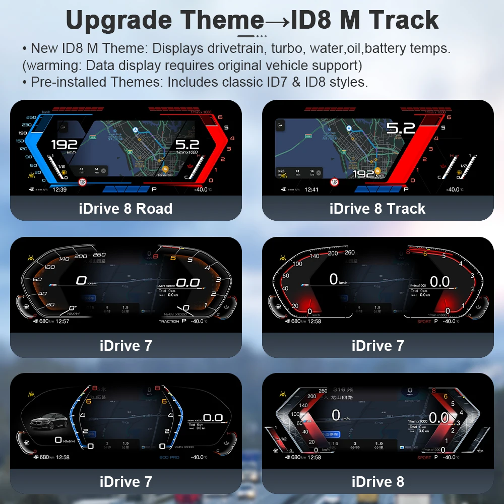AUTOTOP 12,3 "1920*720 Linux Instrumento de tablero LCD Carplay inalámbrico para BMW Serie 5 E60, Panel de grupo de calibre HD, velocímetro 4