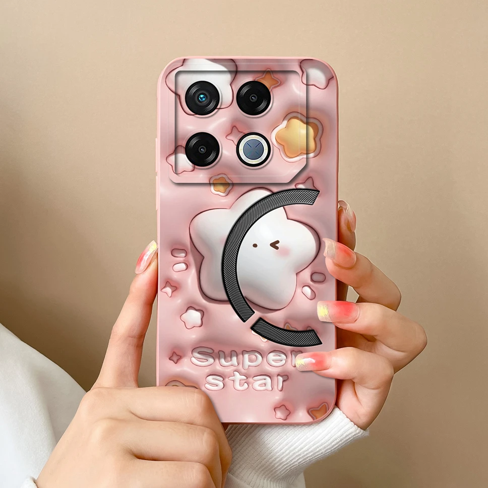 Cute Healing Pattern Soft Liquid Silicone Protective Phone Case Back Cover