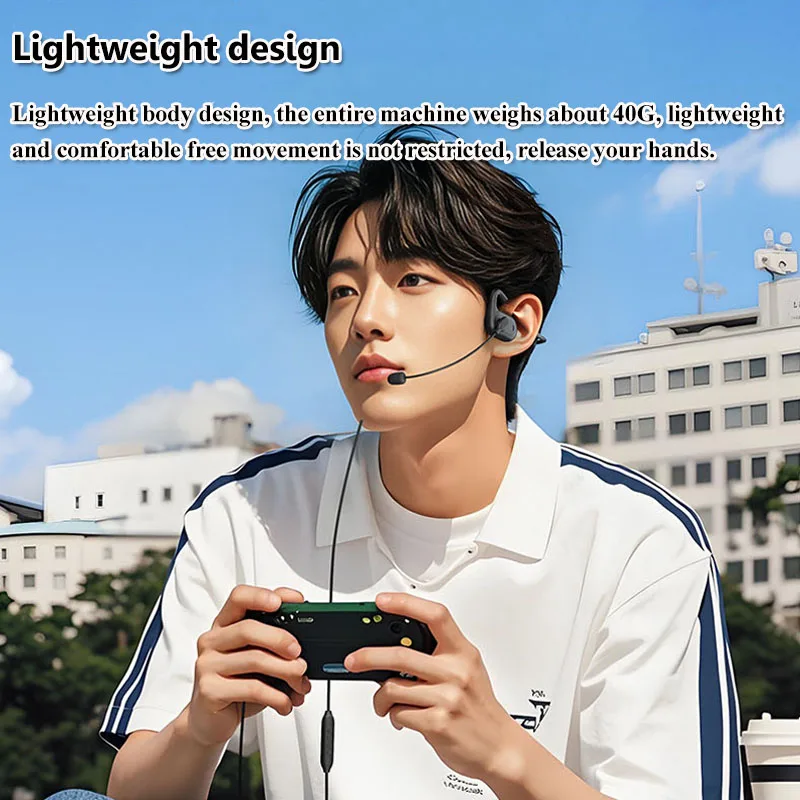 Not-in Ear Karaoke Headphones Type-C Air Conduction Hifi Sound Gaming Headset with DSP Noise Reduction Earphones Microphone